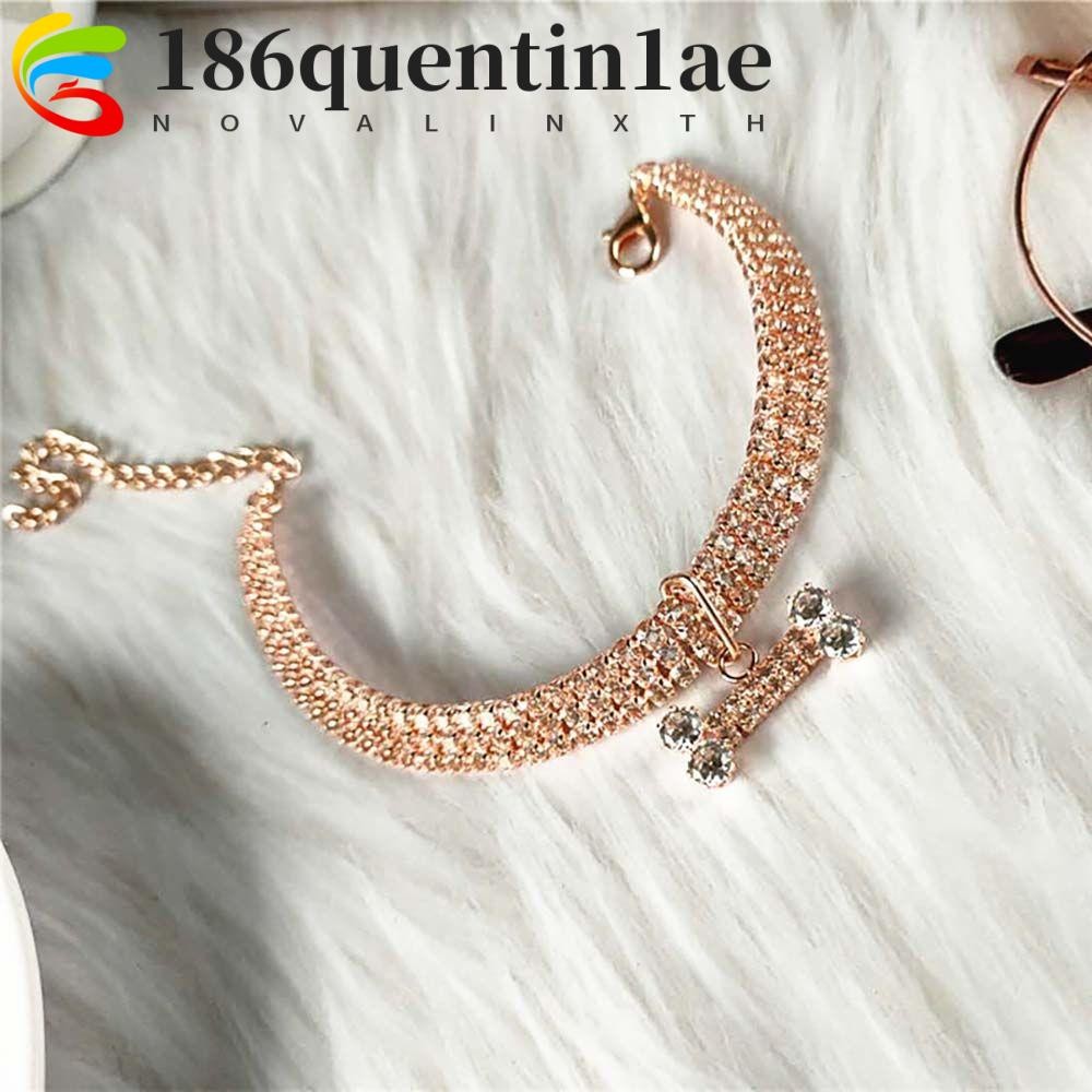 QHENTIN1AE สร้อยคอสุนัขสําหรับแมวและสุนัขปรับลูกสุนัขอุปกรณ์เสริม High-end โซ่สุนัขเครื่องประดับอุปก