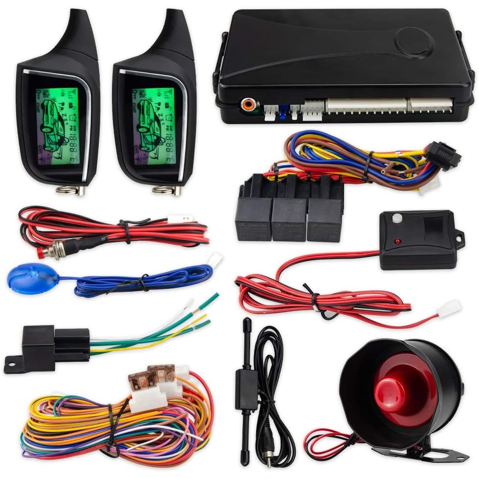 EASYGUARD EC205 ระบบเตือนภัยรถยนต์ 2 ทางพร้อมจอแสดงผล LCD เพจเจอร์ไม่มีกุญแจเครื่องยนต์ระยะไกลเริ่มต