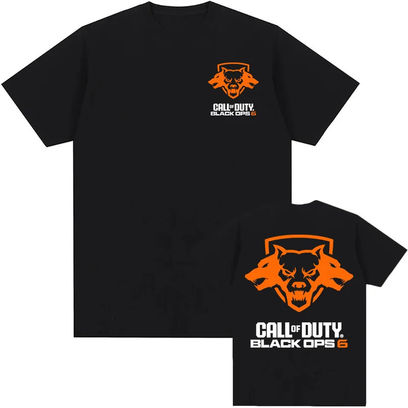 KATUN เทรนด์ใหม่ Hip Hop Streetwear เสื้อยืดผู้ชายผู้หญิง BO6 Call of Duty สีดํา Ops เกมพิมพ์แขนสั้น
