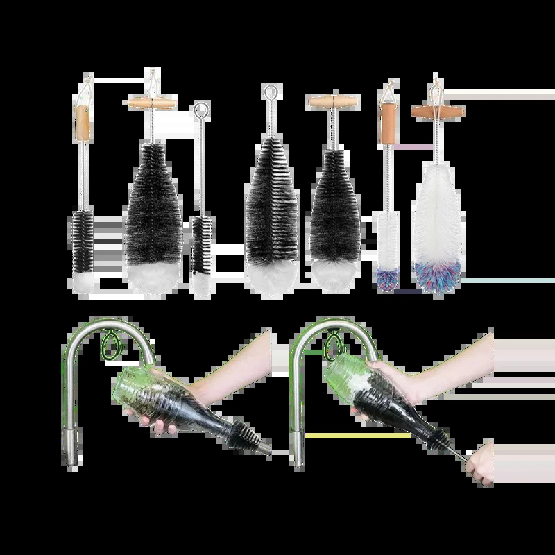 ด้วย Beechwood Handle Soda Stream ขวดแปรงเครื่องมือทําความสะอาดห้องครัวกําจัดฝุ่น Glassware Jars ทํา