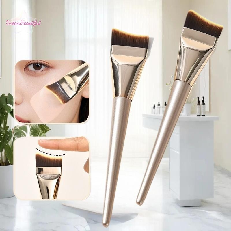 <DBFl-t> 2 ชิ้น Professional Arc-shaped Flat-head Ultra-thin Foundation Brush, Paint-free และ Tracel