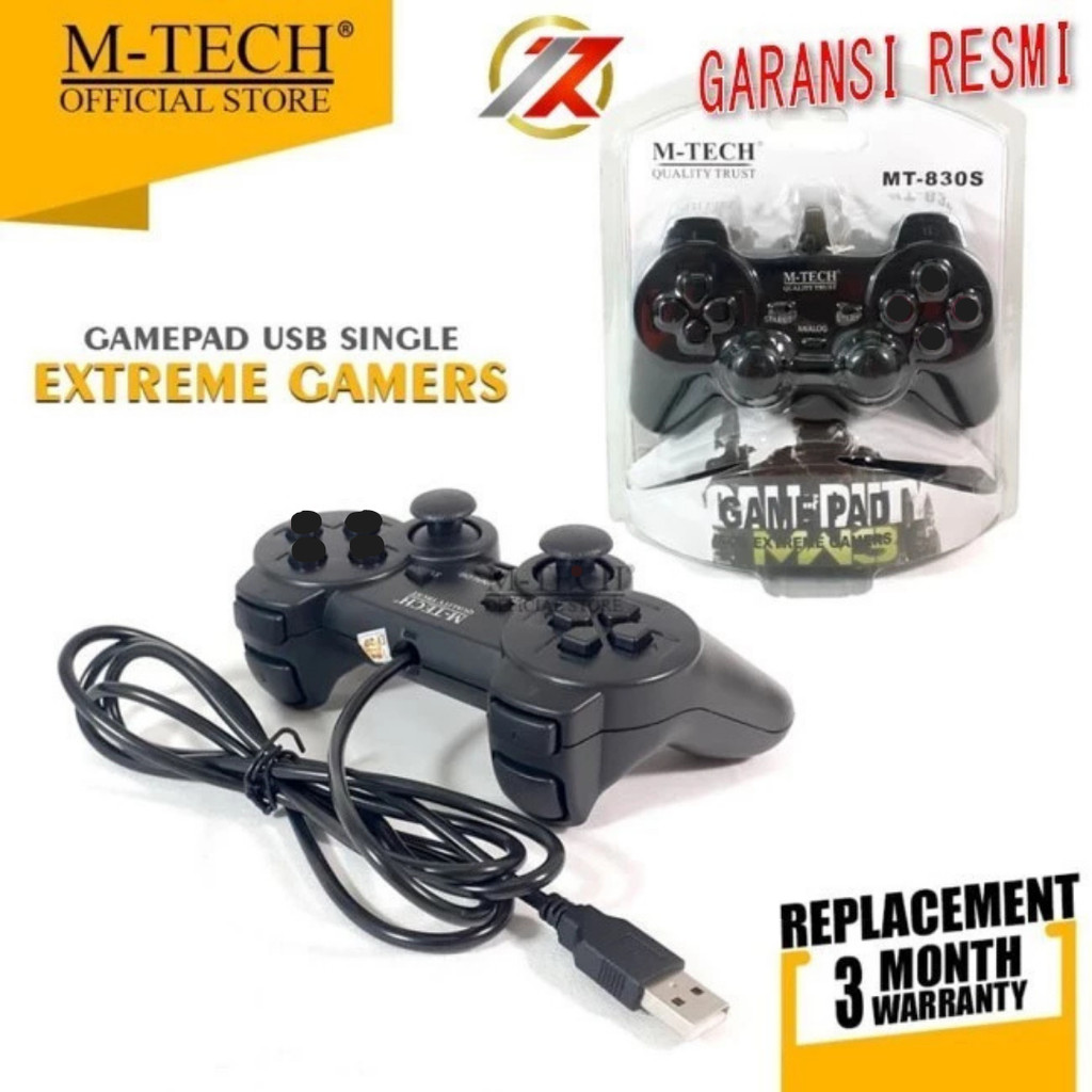 M-TECH Gamepad Stick Stick SINGLE Vibrating สีดํา USB PC แล็ปท็อป PS