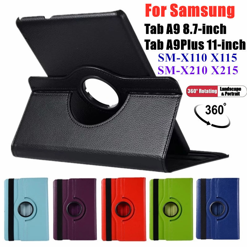 สําหรับ Samsung Galaxy Tab A9 กรณี X110 X115 X117 360 หมุนแท็บเล็ต Funda ฝาครอบสําหรับ A9 Plus X210 X216B X218U 2023 ฝาครอบหนัง PU กรณี
