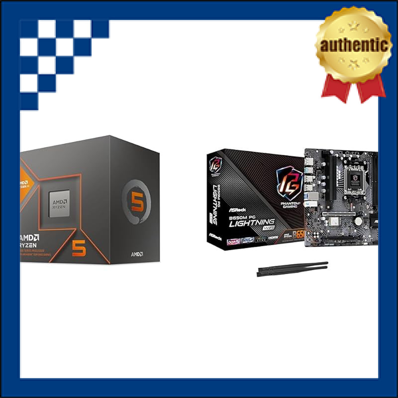 ASRock B650M PG Lightning WiFi Micro ATX Motherboard Compatible with AMD Ryzen 7000 Series CPUs (Soc