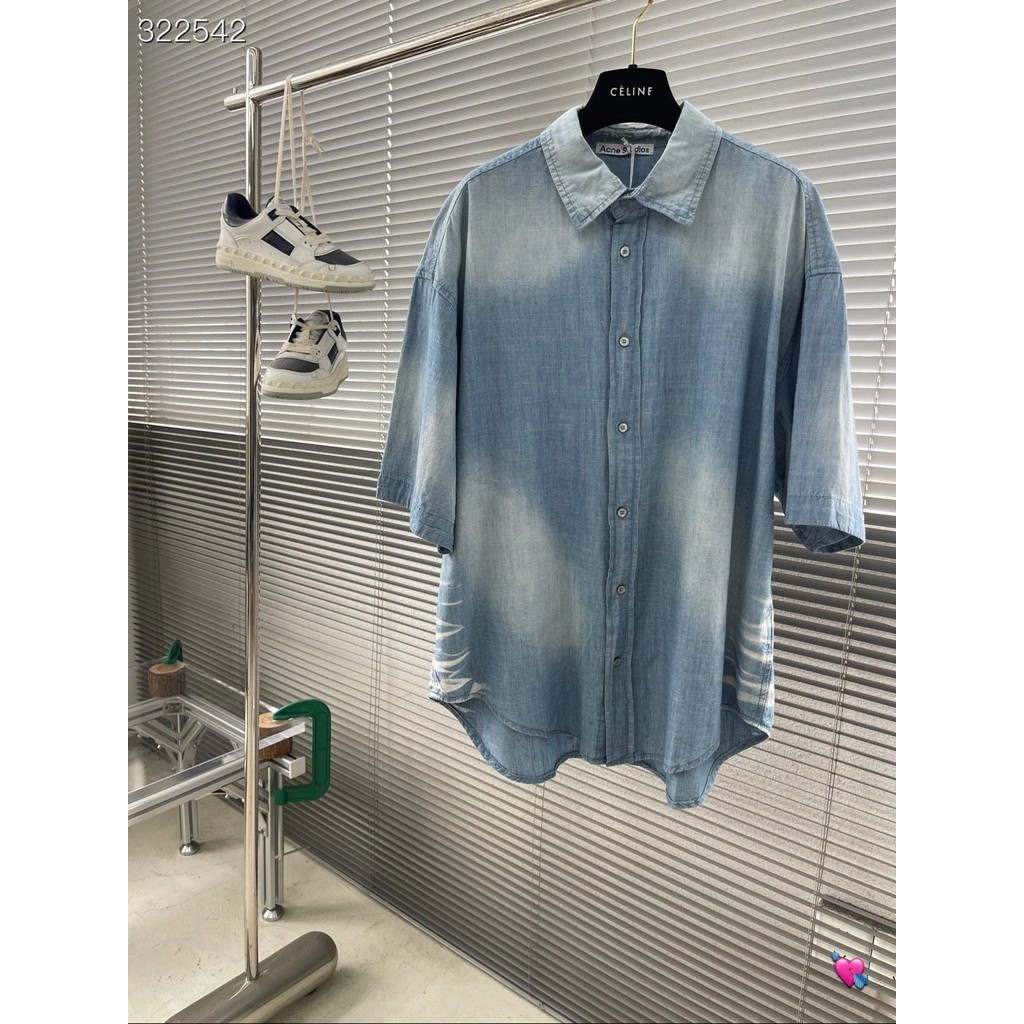 1: 1 คุณภาพสูงมาตรฐานต้นฉบับจริง ยิง 2025 สไตล์ใหม่ผู้ชายแฟชั่นสบายๆ 1996 ชุด เดนิม เสื้อแขนสั้น, ผู