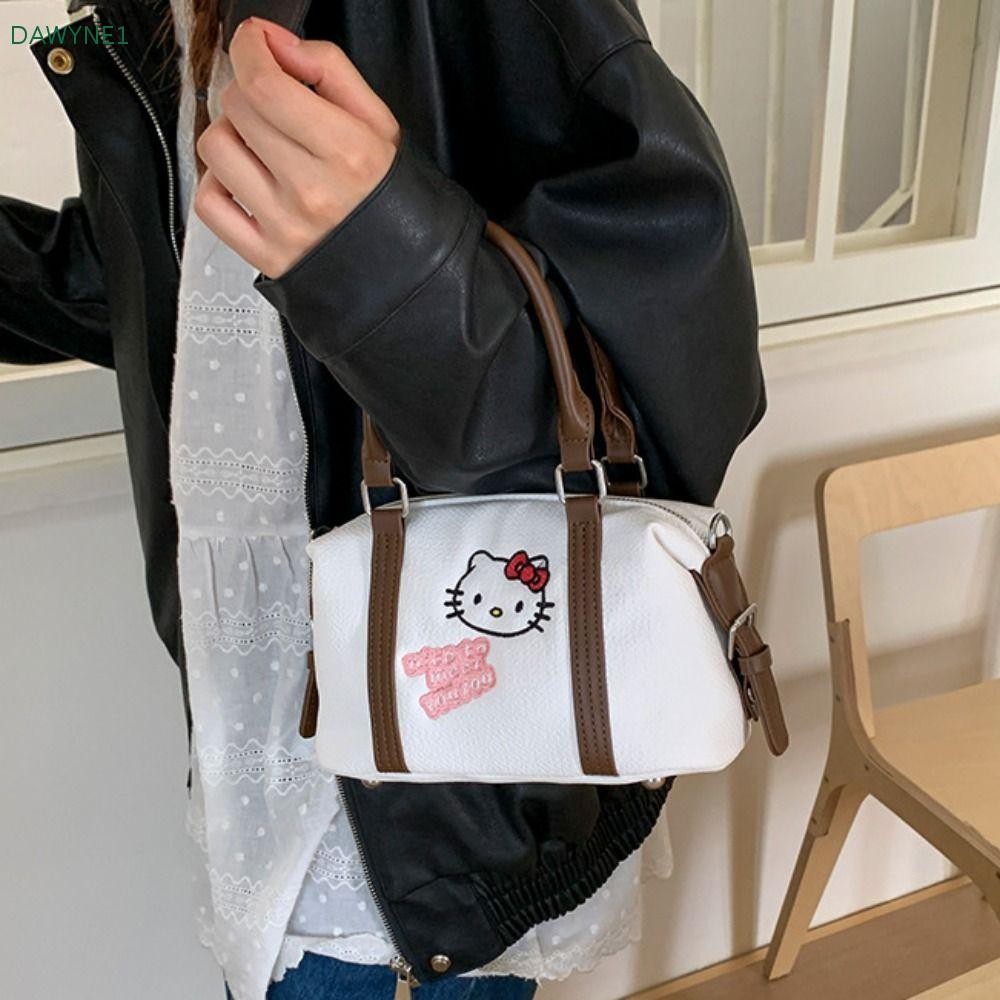 DWAYNE1 Kitty Cat Bowling Bag, Y2k Cloth Boston Bag, Fashion Korean Style Solid Color Cartoon Pillow