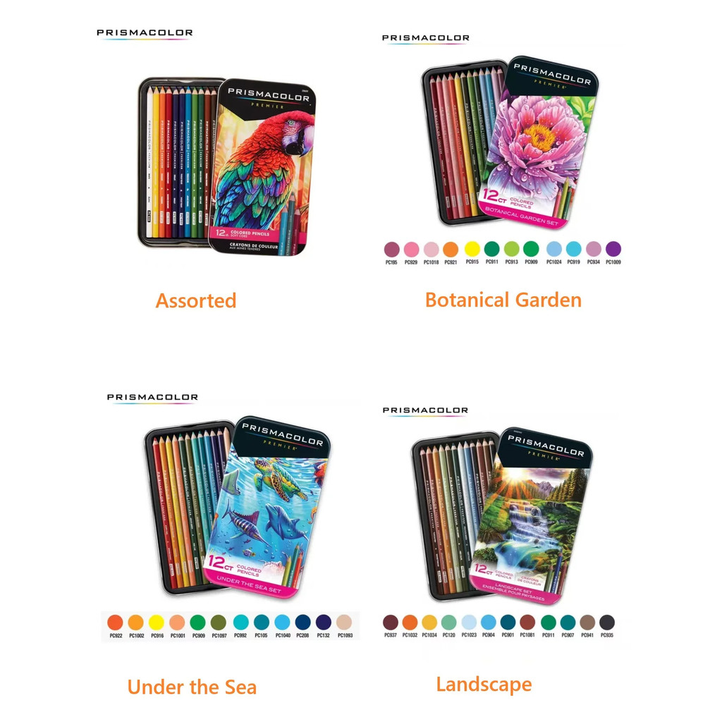 Prismacolor Premier ดินสอสี, Soft Core, botanical Garden /under The Sea/landscape ชุดผู้ใหญ่สี 12 นั