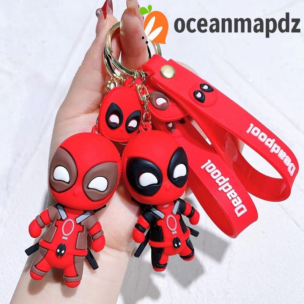 OCEANMAPDZ Deadpool พวงกุญแจน่ารัก, ตัวเลขการกระทําซิลิโคน Marvel พวงกุญแจ, ของขวัญวันเกิดรุ่น Q Wad