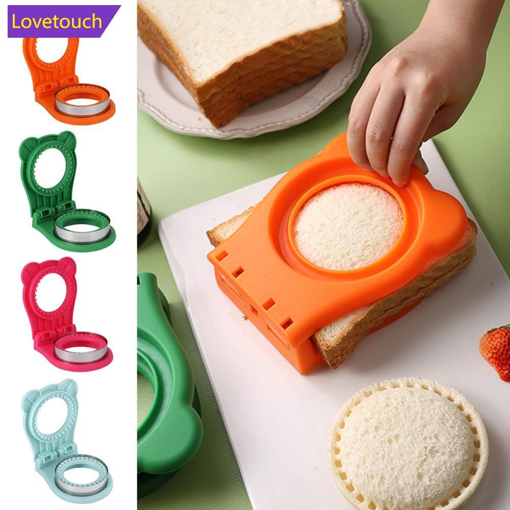 LOVETOUCH สแตนเลสสตีลรอบแซนวิชกดแม่พิมพ์ซีล Non-Stick Leak-Proof Kawaii ออกแบบสําหรับ Meal Prep เด็ก