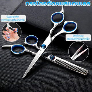 ชุดกรรไกรตัดผม 6.5 นิ้ว กรรไกรซอยผม มืออาชีพ แบบฟันปลาสแตนเล…