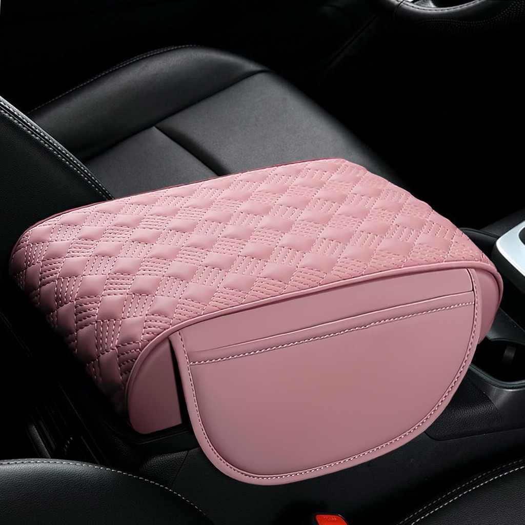 Wuyao ฝาครอบคอนโซลกลางรถ, 12.2"8.27"1.97" หนังคอนโซลกลาง Protector, Auto Armrest Pad พร้อมกระเป๋าเก็