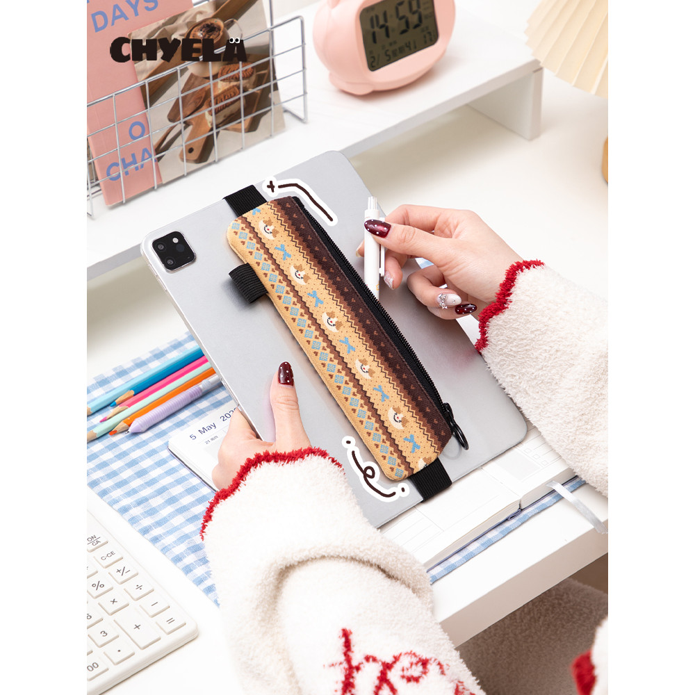น่ารัก Phil Island ลูกแมวดินสอกรณี ipad Book Elastic Laced-Up กระเป๋าเก็บ Anti-Lost เคสป้องกัน AS388
