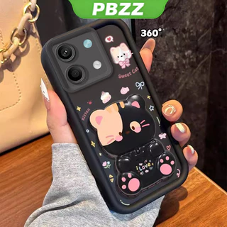 สําหรับ poco x6 F6 M6 F7 M7 F8 PRO 4G redmi 13c 5g F8 ULTRA 5G เคสโทรศัพท์ Softcase กันกระแทกความงามพร้อมผู้ถือ 360° กระจกแต่งหน้า แมวน่ารัก สําหรับเด็กผู้หญิง JTXMMZJ