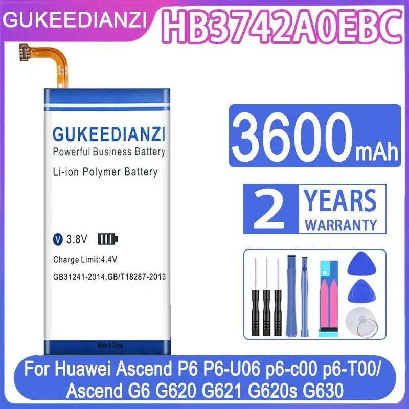 3600mAh HB3742A0EBC แบตเตอรี่โทรศัพท์มือถือความจุสูงสําหรับ Huawei Ascend P6 P6-U06 p6-c00 p6-T00 G6