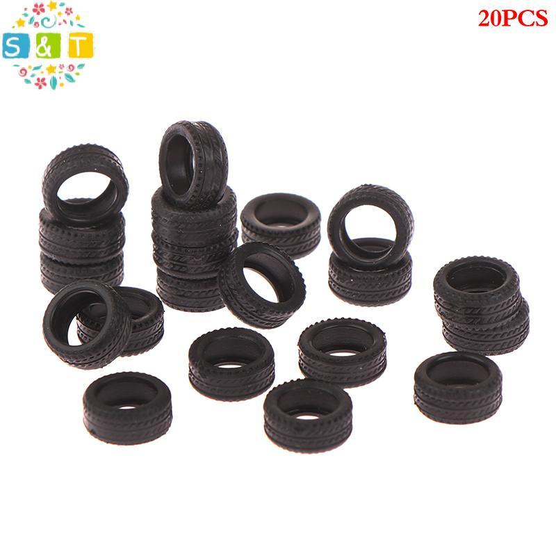 [S&T] 20PCS คุณภาพสูง 1/64 ผิวยางรถโมเดลฉากอุปกรณ์เสริมยางล้อรถโมเดลฉาก {th}