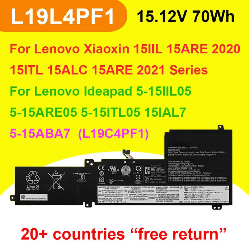 L19L4PF1 L19C4PF1 L19M4PF1 แบตเตอรี่แล็ปท็อปสําหรับLenovo Xiaoxin 15IIL 15ARE 2020 15ALC 15ITL 2021,