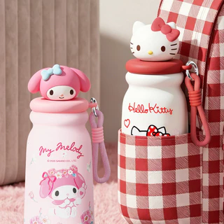 Sanrio Cloud Thermos Cup Girl High-value 316 ถ้วยน้ําสแตนเลสคู่การ์ตูนถ้วยฟางแบบพกพา