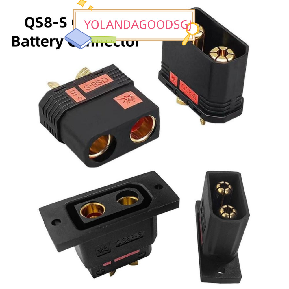 YOLANDAGOODSGJ QS8P-S ปลั๊กแบตเตอรี่, Anti Spark Gold Plated QS8-S Connector, High Current สีดํา QS8