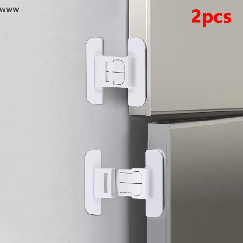 2ชิ้นตัวล็อคเพื่อความปลอดภัยสำหรับเด็กล็อคตู้เย็นที่บ้านตู้เฟอร์นิเจอร์ที่ล็อคเพื่อความปลอดภัยที่ล็อคหัวจ่ายน้ำแบบเปิด