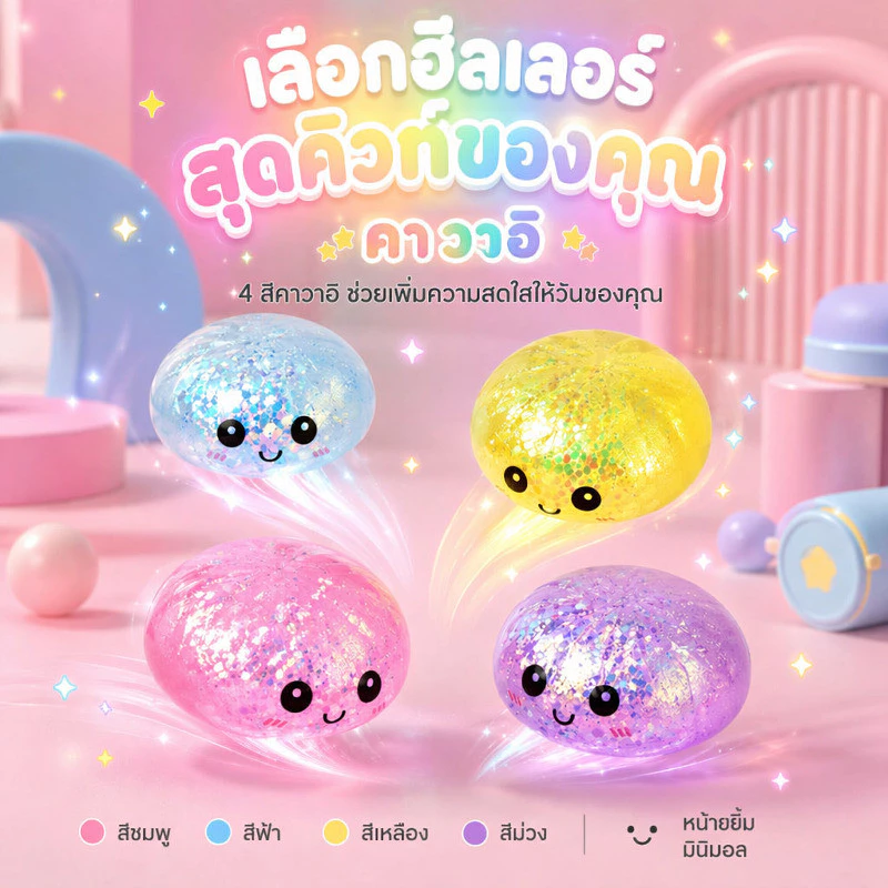 สกุชชี่ซาลาเปาซิลิโคนคริสตัล ของเล่นบีบอัด thumbnail 7