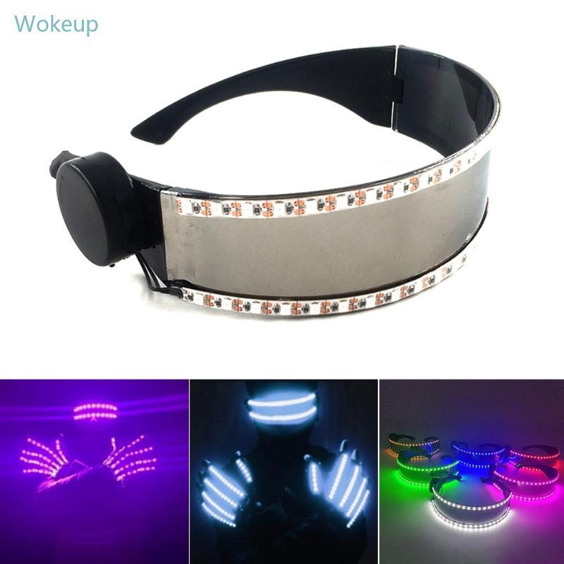 WOKE แว่นตา LED สําหรับไนท์คลับ Light Up แว่นตาปาร์ตี้ Unisex Punk Goggles สําหรับฮาโลวีนเต้นรําแสดง