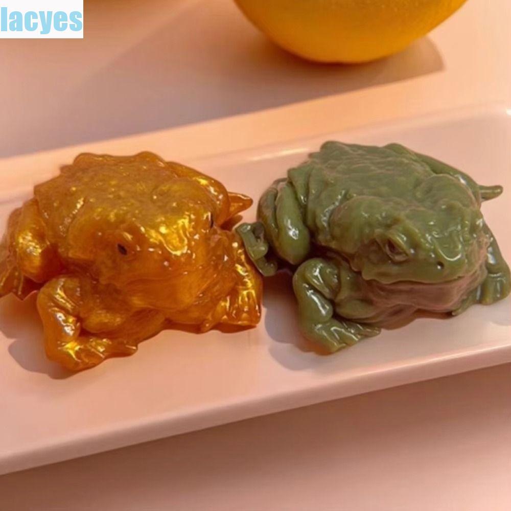 LACYES ของเล่นบีบกบ, วัสดุ TPR นุ่มจําลองสัตว์คางคกกบของเล่น Squishy, ของเล่นหากิน Sticky Texture สีเขียวสีทอง Fidget สําหรับเด็ก