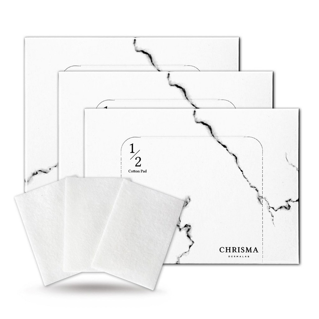 สําลีแผ่น 1/2 ตัด 100ea x3 – Chrisma Derma Lab Soft Facial Cotton Toner Pads Skincare Essentials K-B