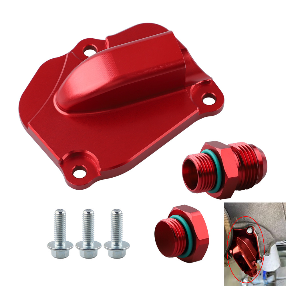 น้ํามันกลับโซ่ Tensioner ฝาครอบแผ่น Turbo ท่อระบายน้ํา Sidewinder สําหรับ Honda K20 K24 สีแดง