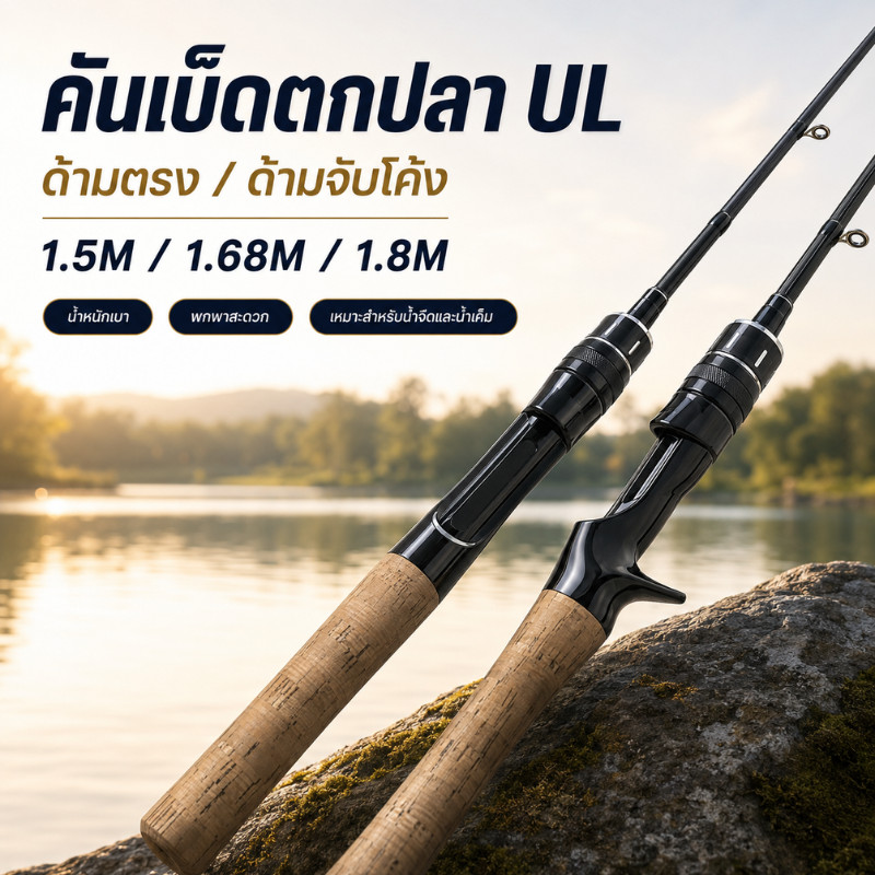 COD คันเบ็ดตกปลา คัน ul เบาพิเศษ แข็งแรงทนทาน กันกัดกร่อน น้ำจืดน้ำเค็ม 1.5/1.68/1.8ม
