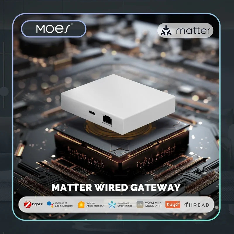 MOES Tuya Zigbee Matter Thread Gateway สมาร์ทสะพาน Matter Hub สนับสนุนควบคุมเสียง Siri Homekit Smart