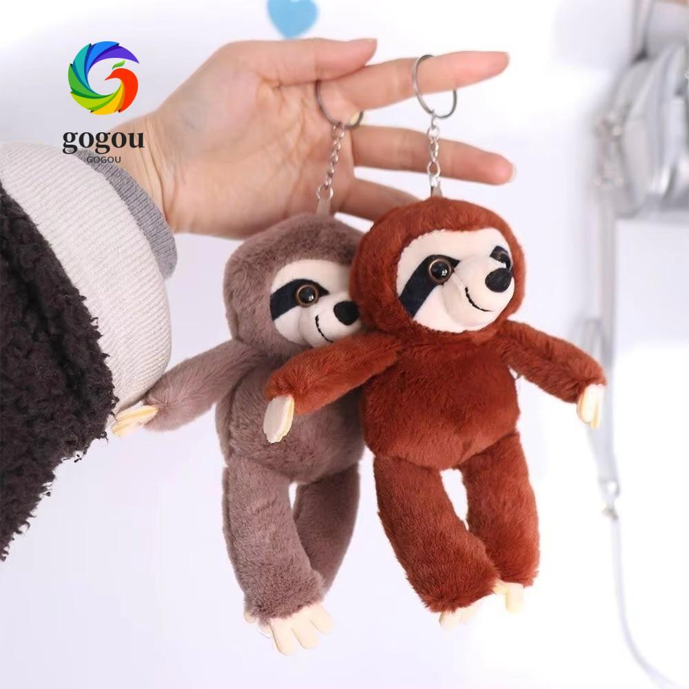GOGOU Sloth จี้ขนาดเล็ก, พวงกุญแจจําลองตุ๊กตาสัตว์ Sloth, จี้ Soft Plush Sloth พวงกุญแจ
