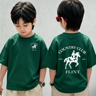เสื้อยืดเด็ก ผ้าฝ้าย 100% เสื้อเด็กผู้ชาย แฟชั่น กีฬาขี่ม้า เสื้อยืดพิมพ์ลาย ไซส์ 90-150【จัดส่งตลอด 24 ชั่วโมง🚀】COD