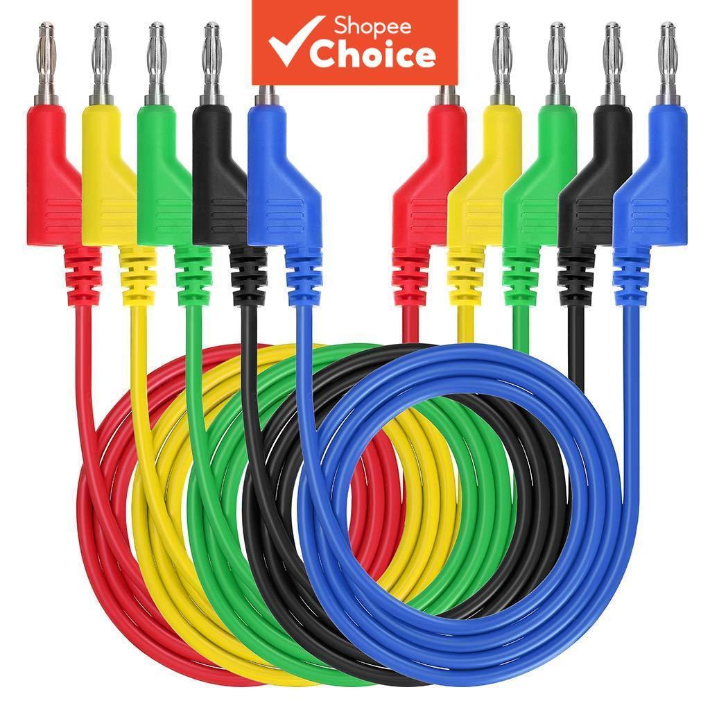Banana to Banana Plug Test Lead Set 4mm Stackable 1000V 15A 1M สําหรับมัลติมิเตอร์ 5 ชิ้น