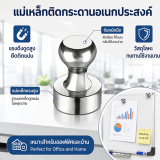 แม่เหล็ก Pushpins 20ชิ้น แข็งแรง ใช้ติดตู้เย็น ไวท์บอร์ด แม่เหล็กนีโอไดเมียม หนึบแน่น สั่งเลย