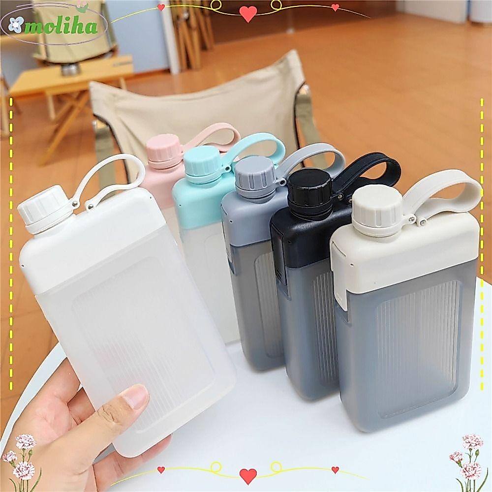 Moliha ขวดน้ําผลไม้ แบบแบน ปลอด BPA สร้างสรรค์ 450 มล. สําหรับเล่นกีฬา