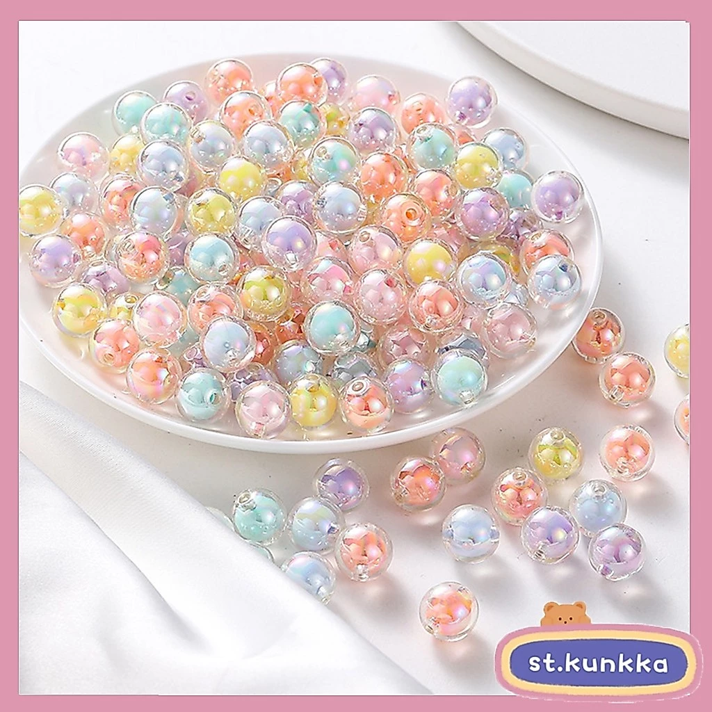 St.kunkka 8-15 มม.อะคริลิคผสมรอบลูกปัด 30-50 ชิ้นย้อมแกนลูกปัดสําหรับ DIY สร้อยข้อมือสร้อยคอทํา