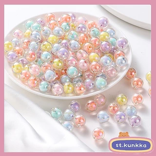 St.kunkka 8-15 มม.อะคริลิคผสมรอบลูกปัด 30-50 ชิ้นย้อมแกนลูกปัดสําหรับ DIY สร้อยข้อมือสร้อยคอทํา