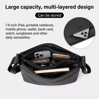 LABER LEE Mens Crossbody Bag Water Resistance Oxford Fabric Shoulder Bag Casual Sling Messenger Bag for Work Business Travel Daily Use