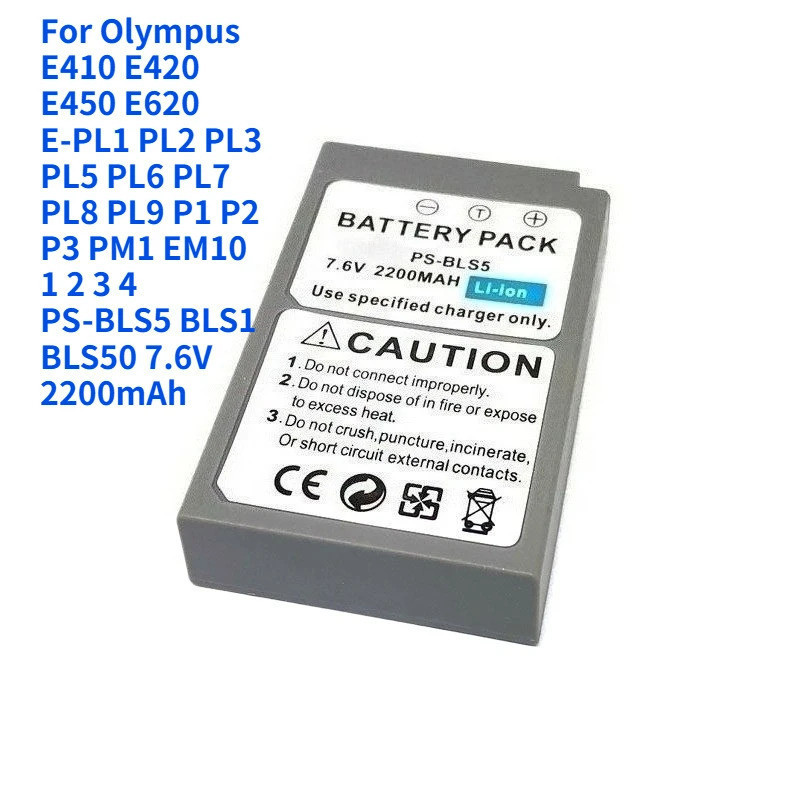 สําหรับ Olympus E410 E420 E450 E620 E-PL1 PL2 PL3 PL5 PL6 PL7 PL8 PL9 P1 P2 P3 PM1 EM10 PS-BLS5 BLS1