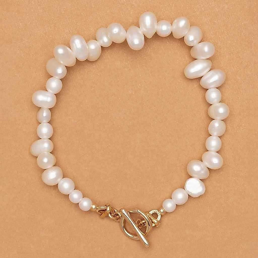 WHITE PEARL WAVE BRACELET- สร้อยข้อมือไข่มุกขาวทรงคลื่น
