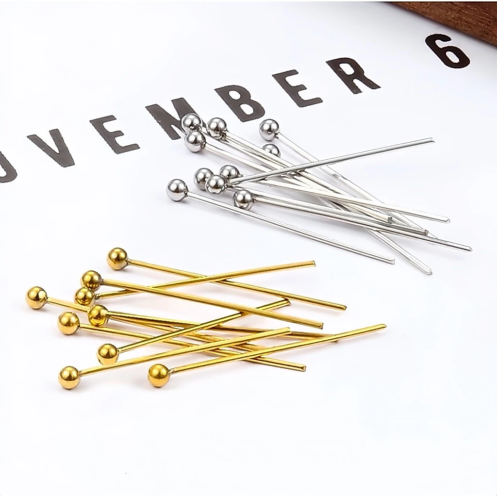 50-200 ชิ้น โลหะหัวบอล หมุด เข็มลูก หัวโลหะเล็บสำหรับทำเครื่องประดับ DIY จัดส่งจากไทย