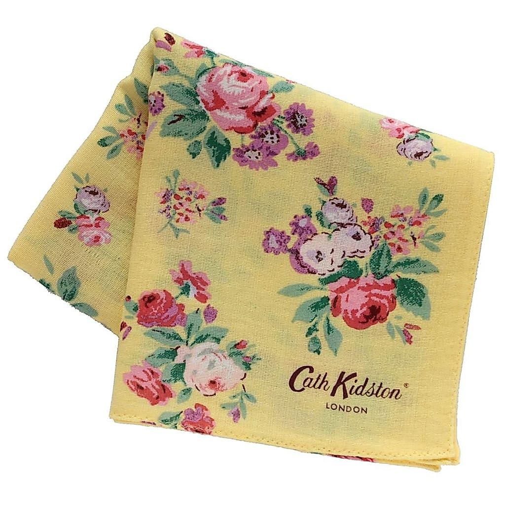 ★direct from JAPAN★ 【Cath Kidston】 ผ้าขนหนูผ้าฝ้ายลายดอกไม้ไอคอนิก ขนาดใหญ่ 58cm สีเหลือง นุ่มเบาสบายซึมซับดี เหมาะสำหรับของขวัญเล็กๆ ให้เพื่อนและคนที่คุณรัก