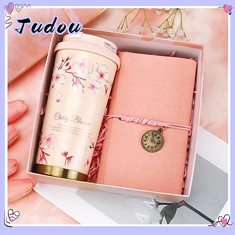 Gentle Pink Cup กล่องของขวัญสีชมพู คัพเกรด+สมุดโน้ต ของขวัญสุดน่ารัก สําหรับเพื่อน/แฟน