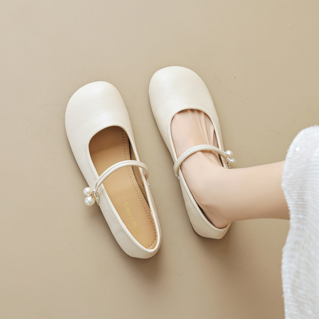 French Pumps Ballet Shoes Womens Flat Mary Jane Shoes