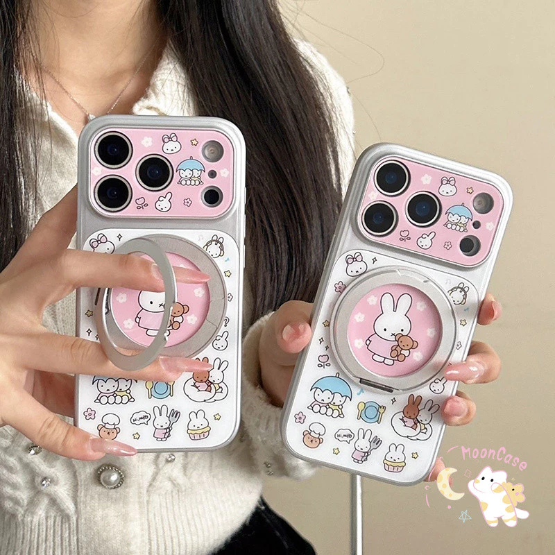 รองรับ IPhone 15 13 17 11 16 14 12 Pro Max 15 16 14 Plus เคสมิฟฟี่การ์ตูน น่ารักสุด ขาตั้งหมุนแม่เหล็กในตัว