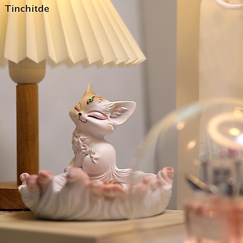 [Tinchitde] Nine-Tailed Fox Storager Desktop Jewelry Key Storage Ra Key Holder An Entryway Decoration Gift [ที่ต้องการ]