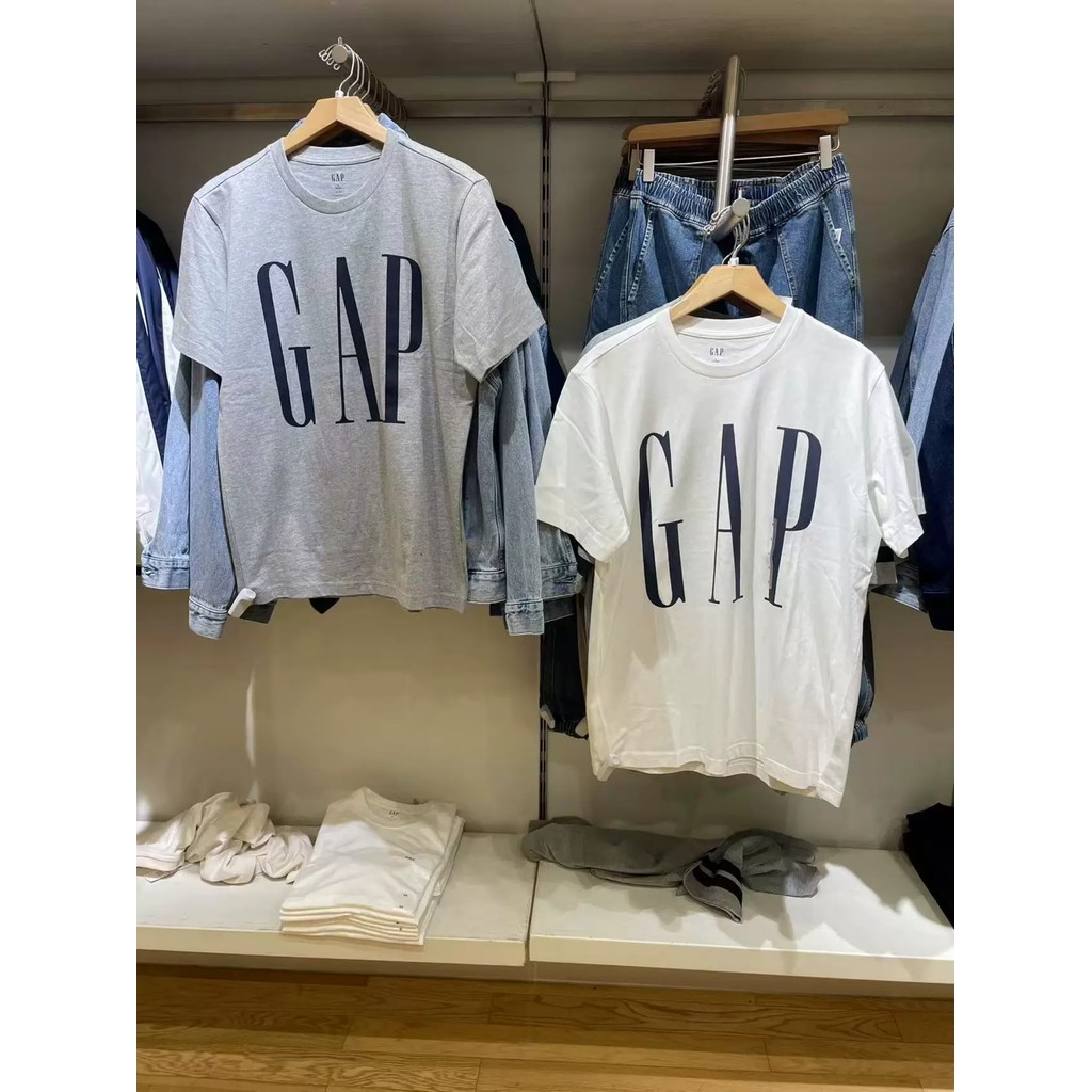 จีหน้าท้อง ผู้ชายผู้หญิงสไตล์ใหม่ผ้าฝ้ายแท้พิมพ์โลโก้รอบคอแขนสั้นเสื้อยืดหลวมด้านบน725624