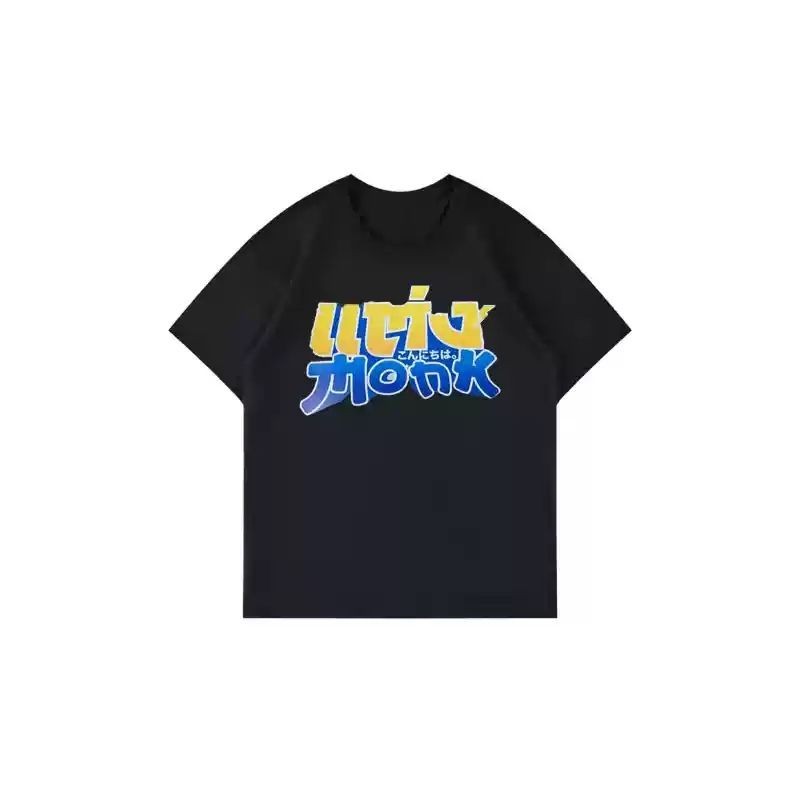 Orm ประเทศไทยสนับสนุนเสื้อผ้าแขนสั้นตัวอักษรหลวมเสื้อยืดรอบคอเกาหลีรุ่น Hip-Hop แขนสั้นพิมพ์ Casual 