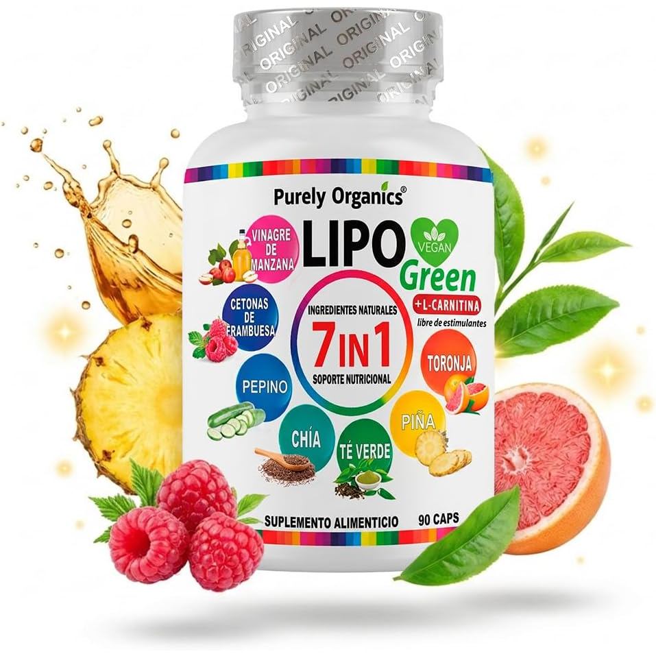 ผลิตภัณฑ์ Lipo Green 7 in 1 ประกอบด้วย L-Carnitine, Apple Cider Vinegar, Raspberry Ketone, Green Tea