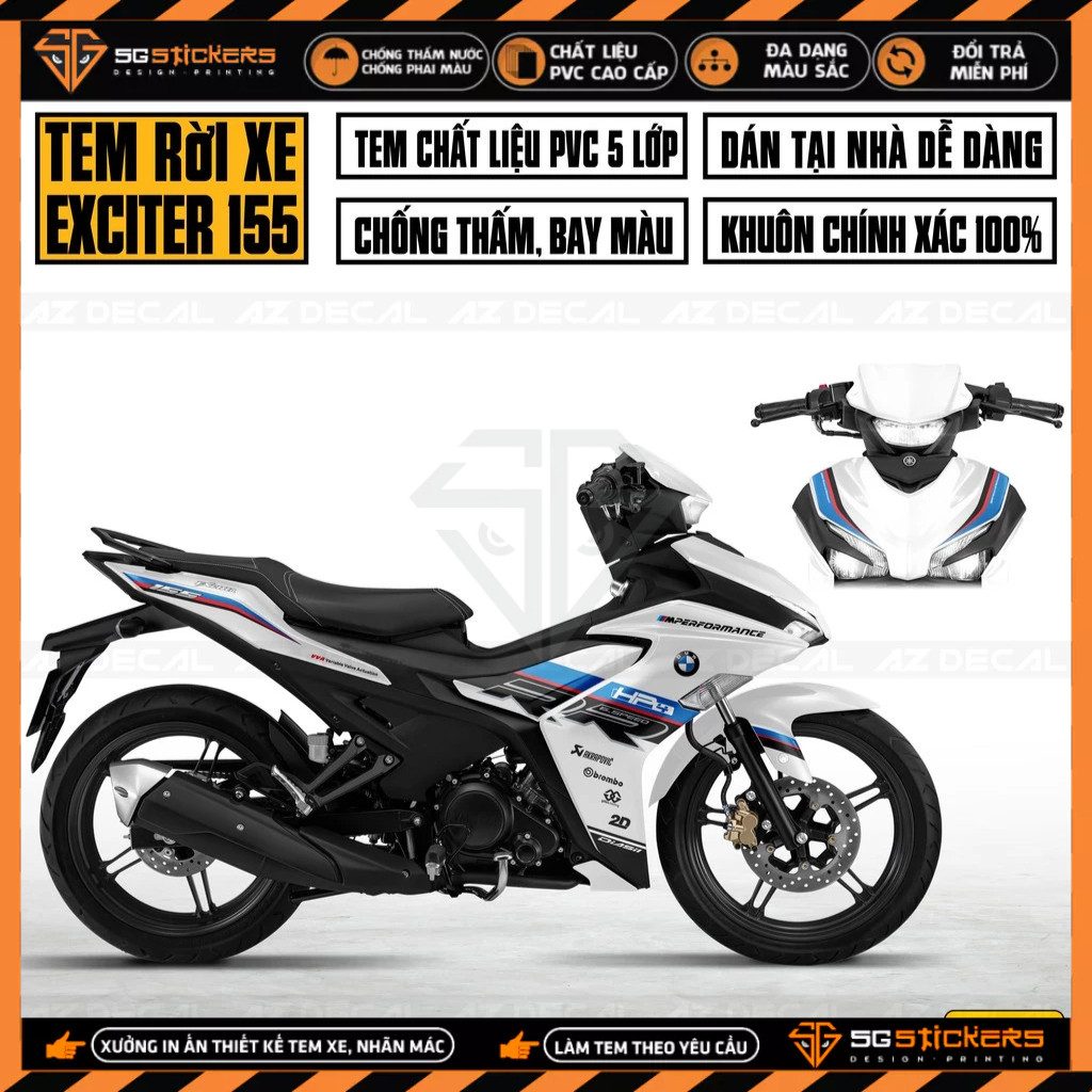 สติ๊กเกอร์ติดรถ Exciter 155 รุ่น HP4 RR มาพร้อมโลโก้ | EX15516 | รูปลอกถอดได้ กันน้ํา ทนทาน ตัดสําเร